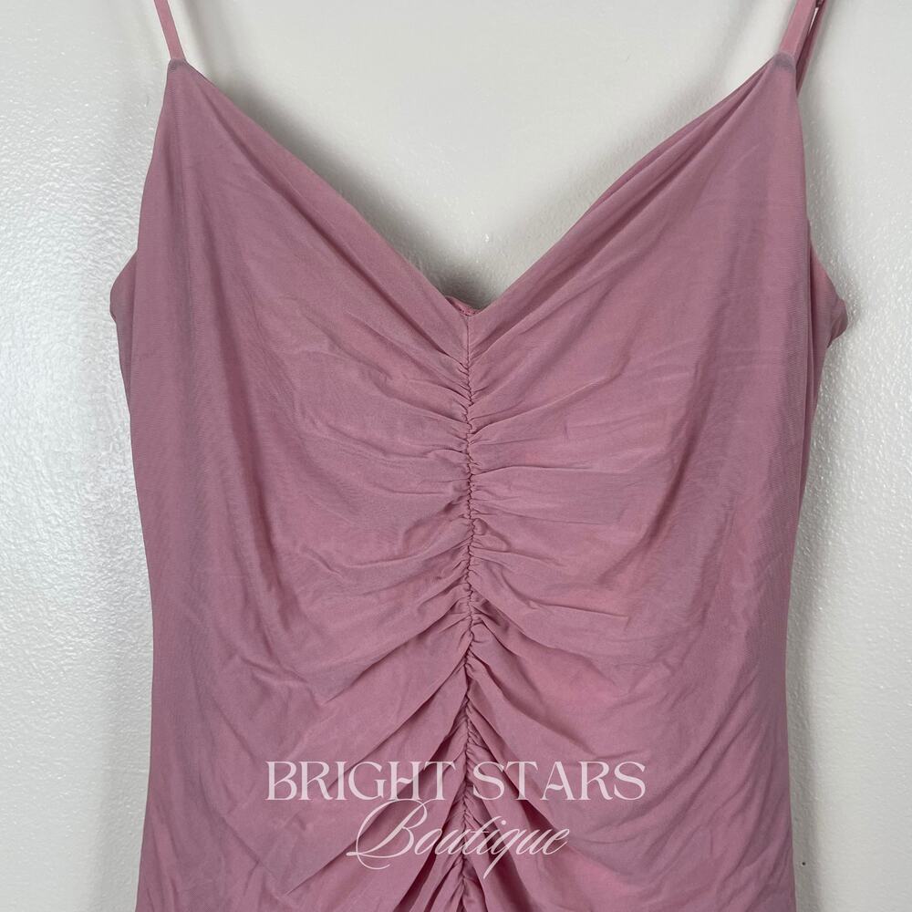 Rare Pink Ruched Mini Dress ASO Marissa Cooper The OC Ruffle Y2K Tiered Vintage - Picture 4 of 6